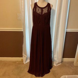 City Chic Maxi Panelled Bodice Dress XXS 12 Bordeaux Purple-Red Sleeveless